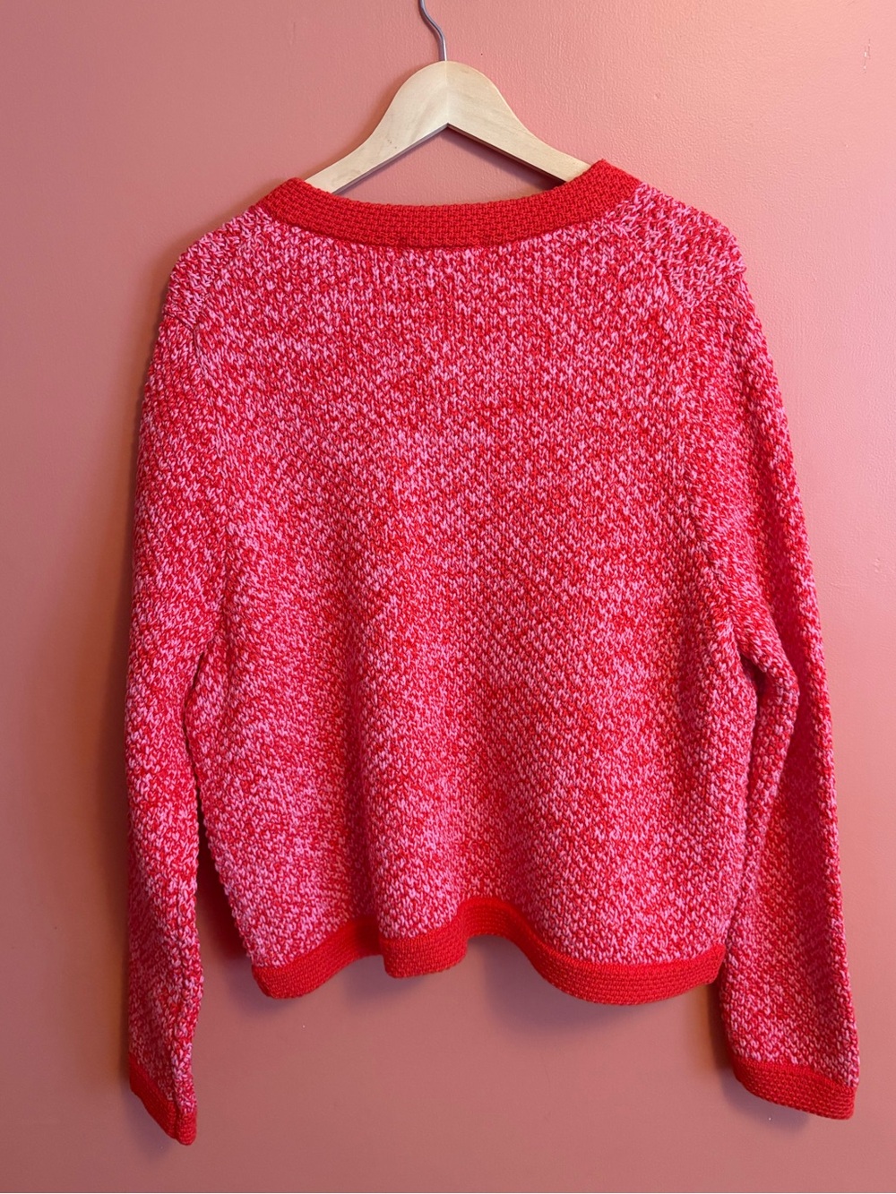 Boden Red & Pink Marled Button-Front Cardigan Jacket Size 14 - Picture 6 of 10